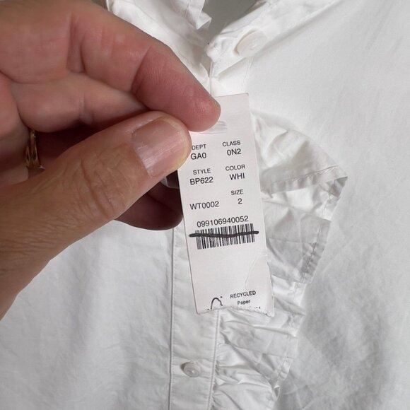 J.Crew Cottage Top in Cotton Poplin White Size 2 BP622 - Picture 3 of 5